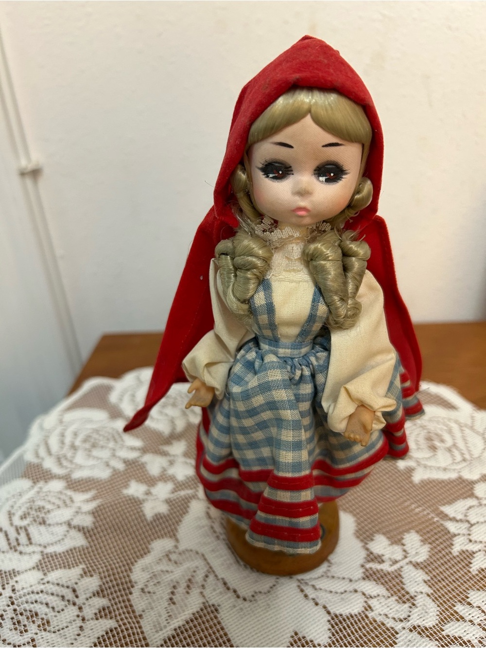 Classic Red Hood Girls Doll in Red and Blue Plaid